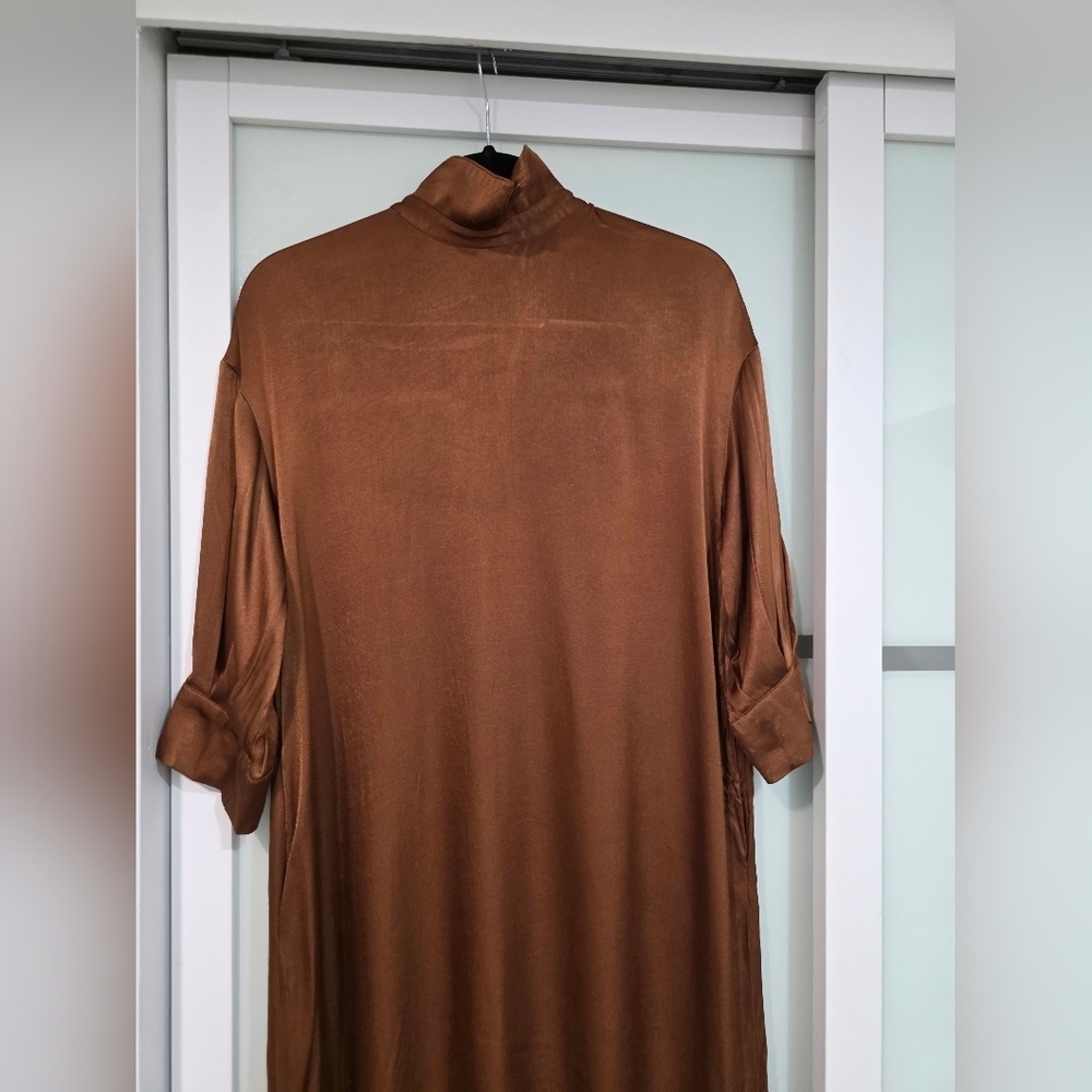 Patrizia Segreti Milano Brown Asymmetric Viscose Dress – Size IT 44 (Fits M/L) - Picture 2 of 16